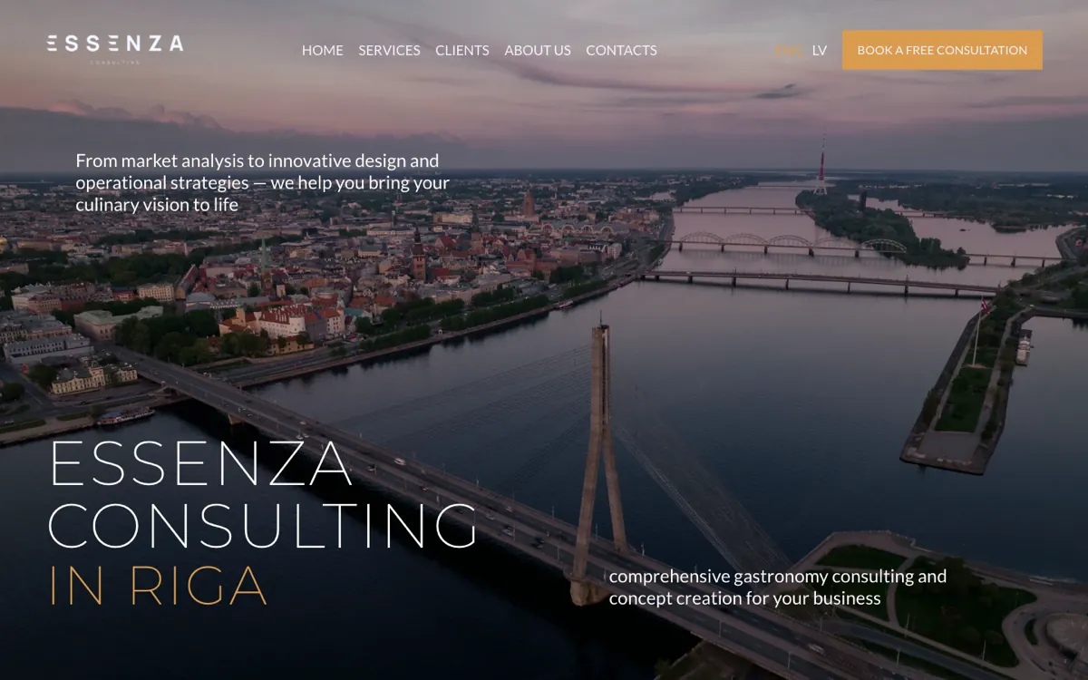 The Essenza website on a laptop